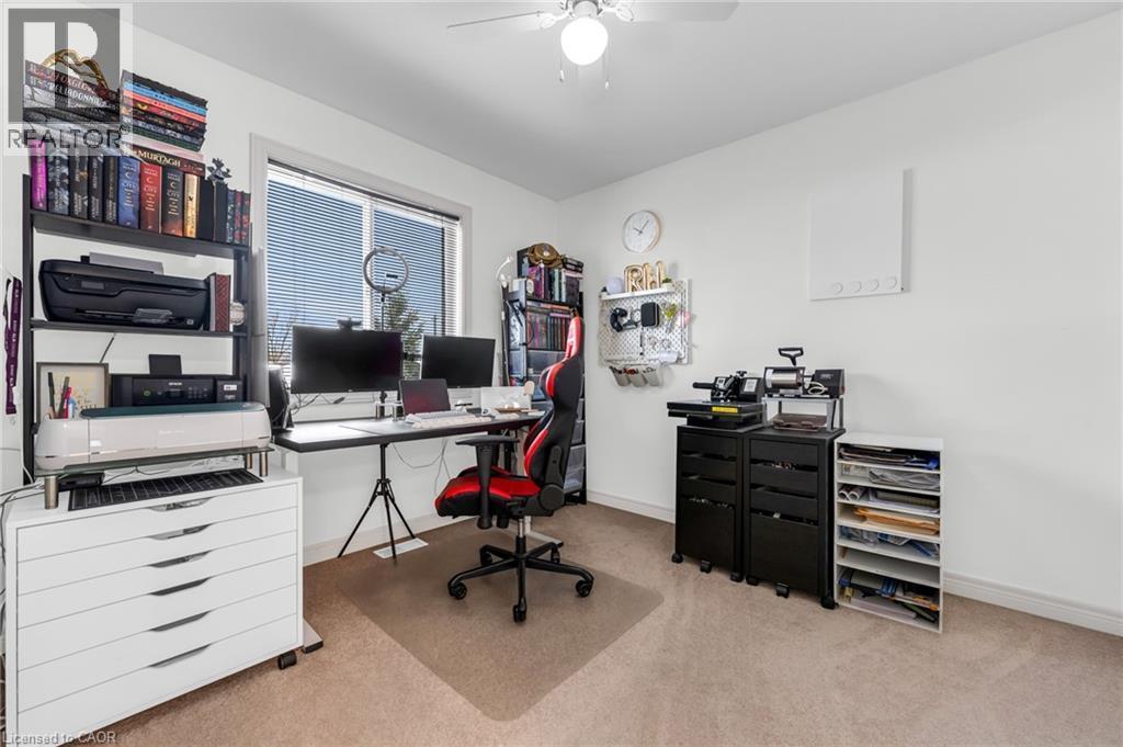 Office with light colored carpet and ceiling fan - 160 Wallace Avenue S, Welland, ON - Indoor Photo Showing Office