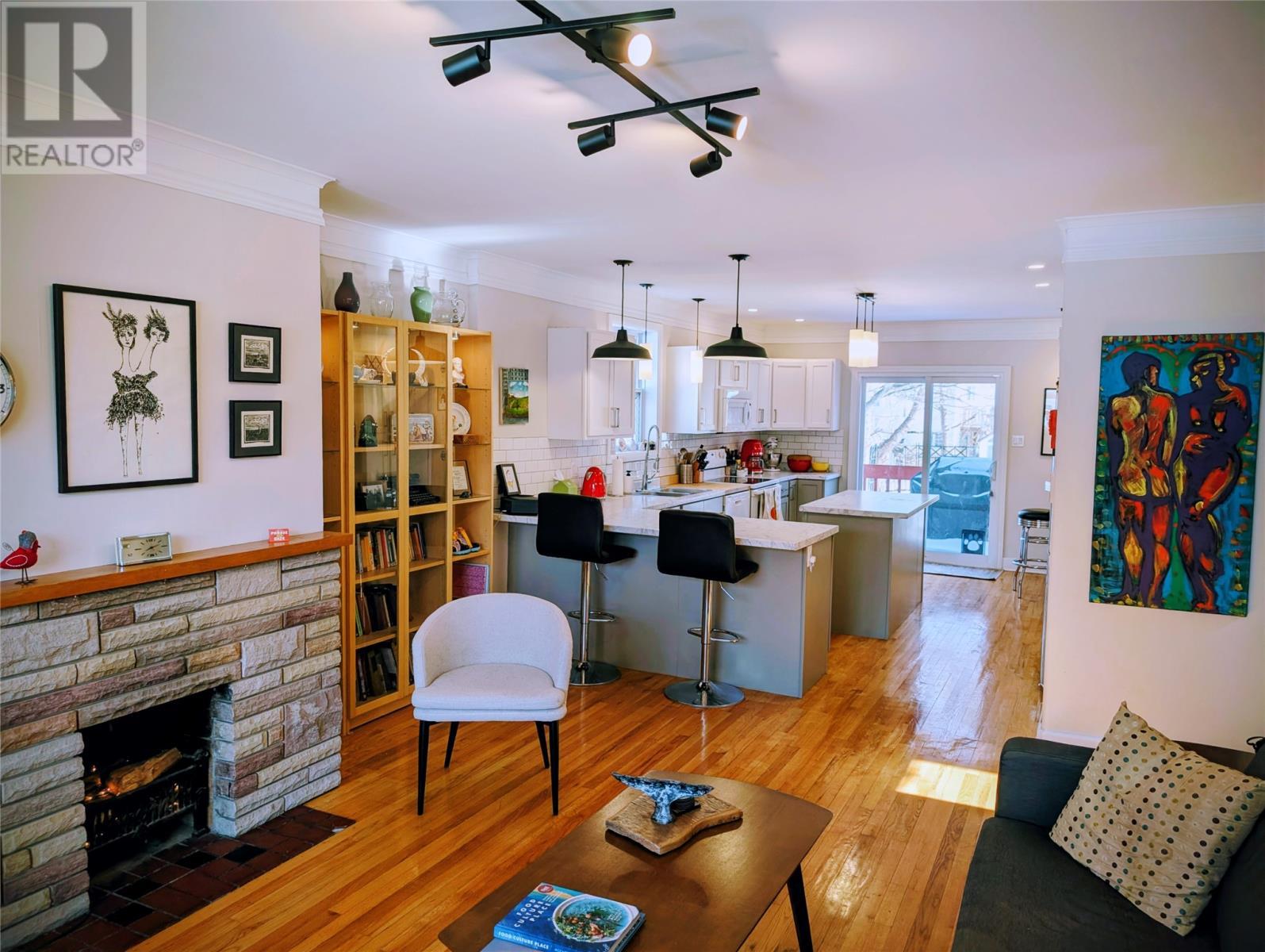 Open plan - 7 Cornwall Heights, St. John'S, NL - Indoor Photo Showing Living Room With Fireplace