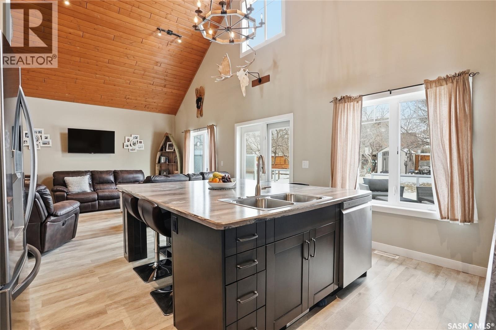 34 Grace Lane, Diefenbaker Lake, SK - Indoor Photo Showing Kitchen With Double Sink