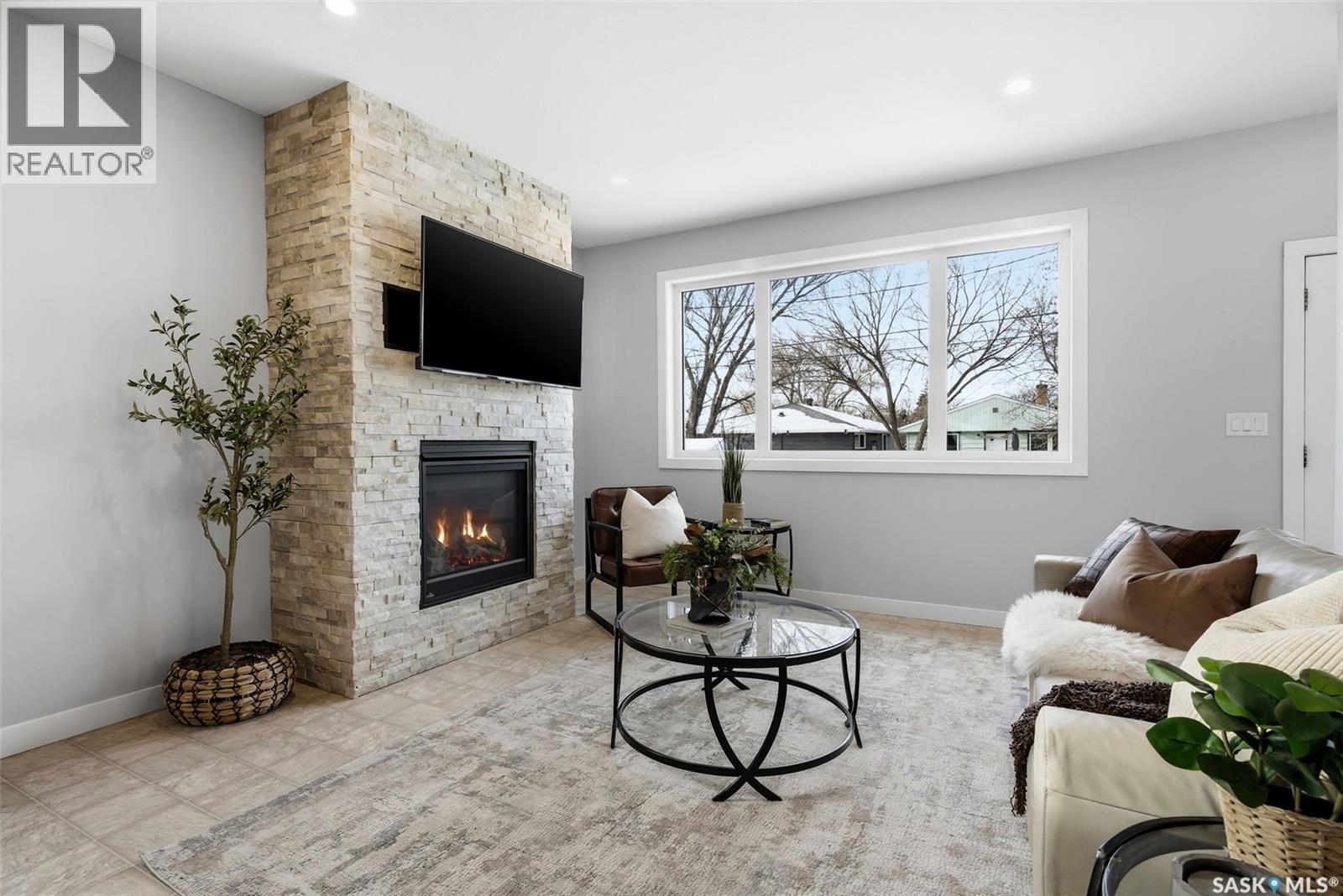 2168 Wascana Street, Regina, SK - Indoor Photo Showing Living Room With Fireplace
