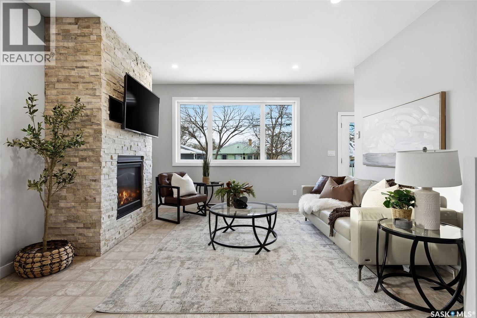 2168 Wascana Street, Regina, SK - Indoor Photo Showing Living Room With Fireplace