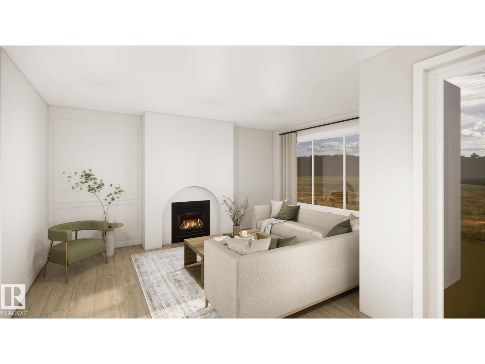 157 Graybriar Dr, Stony Plain, AB - Indoor Photo Showing Living Room With Fireplace