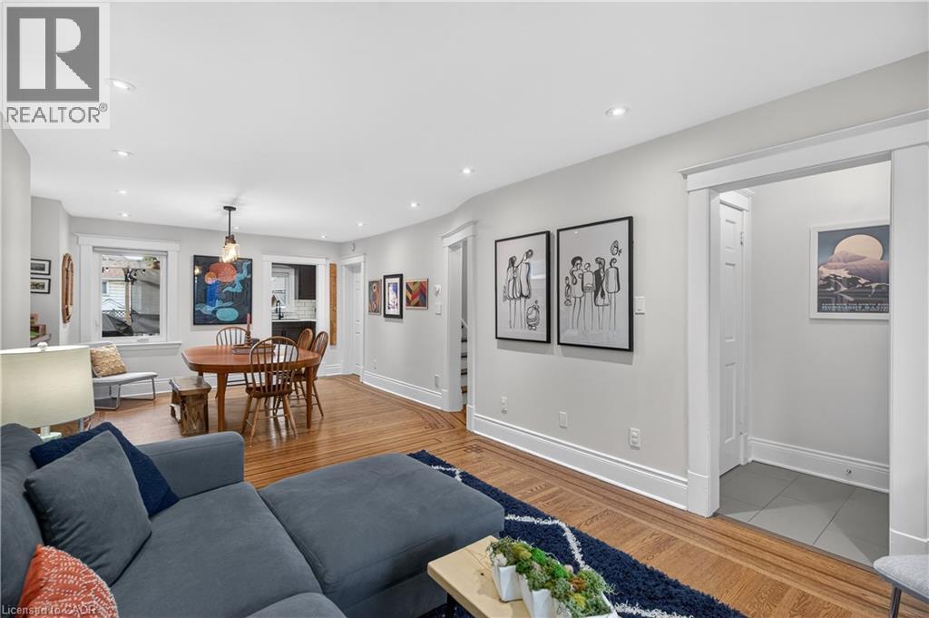 Living room featuring light wood-style flooring and recessed lighting - 248 London Street S, Hamilton, ON - Indoor Photo Showing Living Room