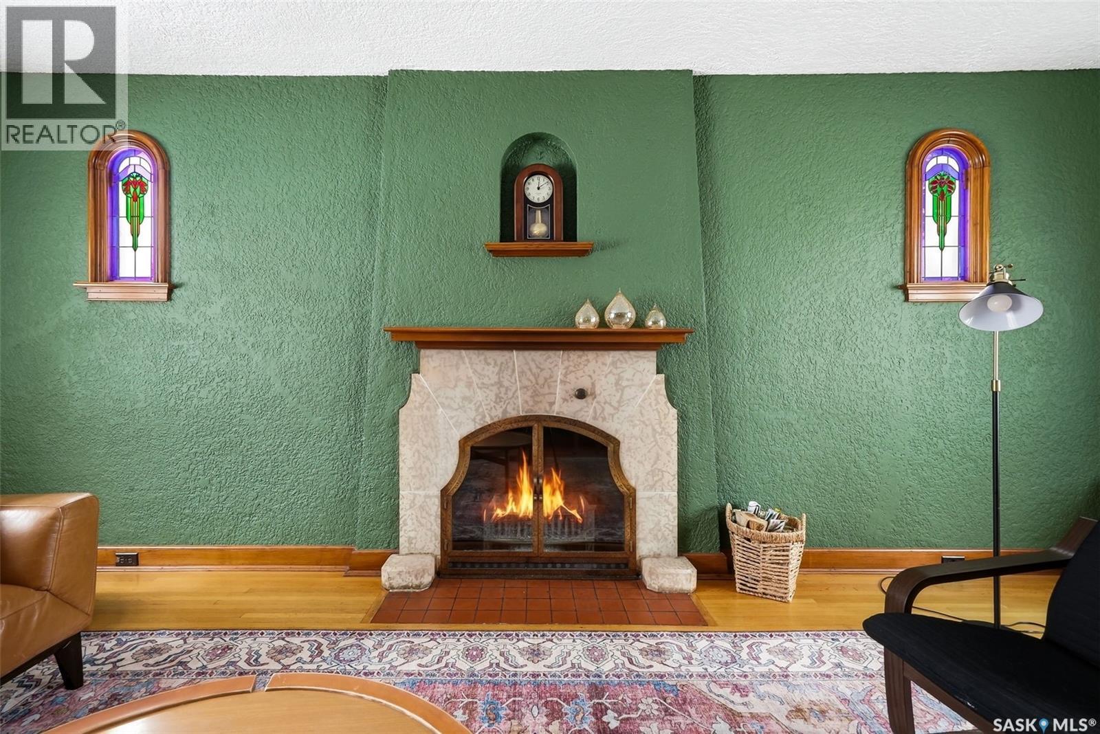 3003 Hill Avenue, Regina, SK - Indoor Photo Showing Living Room With Fireplace