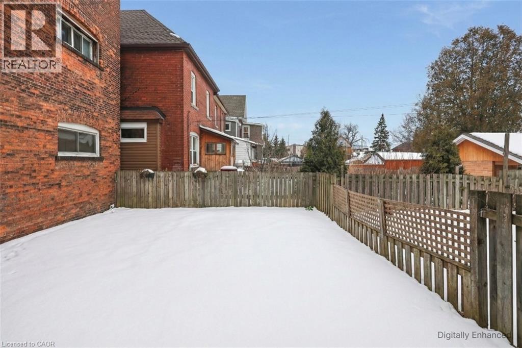 Snowy yard featuring a fenced backyard - 27 Ashley Street, Hamilton, ON - Outdoor With Exterior