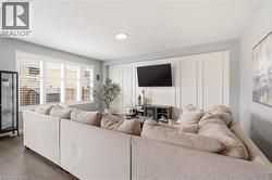 Living room with wood finished floors -