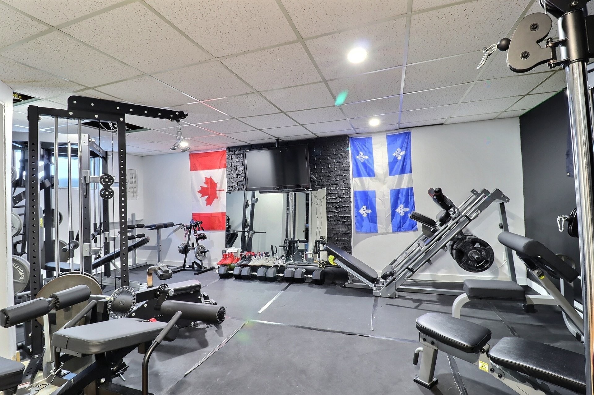 Salle familiale - 488 Place Garon, Rouyn-Noranda, QC - Indoor Photo Showing Gym Room
