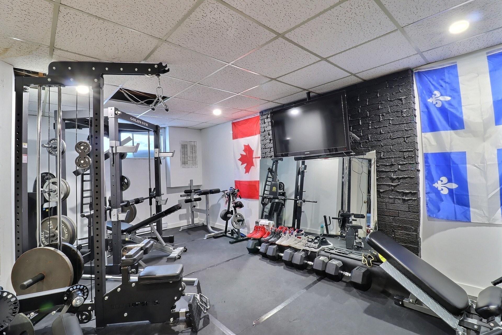 Salle familiale - 488 Place Garon, Rouyn-Noranda, QC - Indoor Photo Showing Gym Room