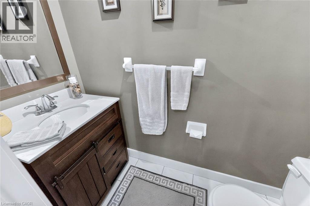 Bathroom with vanity and light tile patterned flooring - 3753 Densbury Drive, Mississauga, ON - Indoor Photo Showing Bathroom