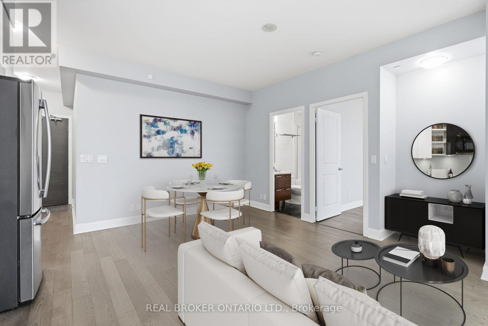 Bright Main Living Area - Virtually Staged - 1801 - 33 Shore Breeze Drive, Toronto, ON - Indoor