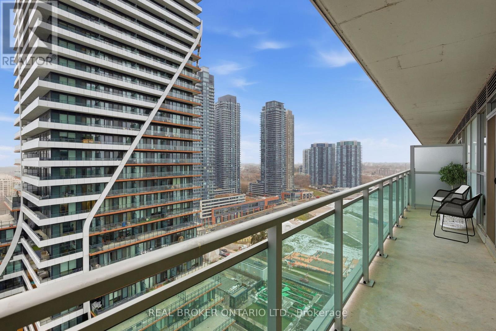 North West View from Balcony - Virtually Staged - 1801 - 33 Shore Breeze Drive, Toronto, ON - Outdoor With Balcony