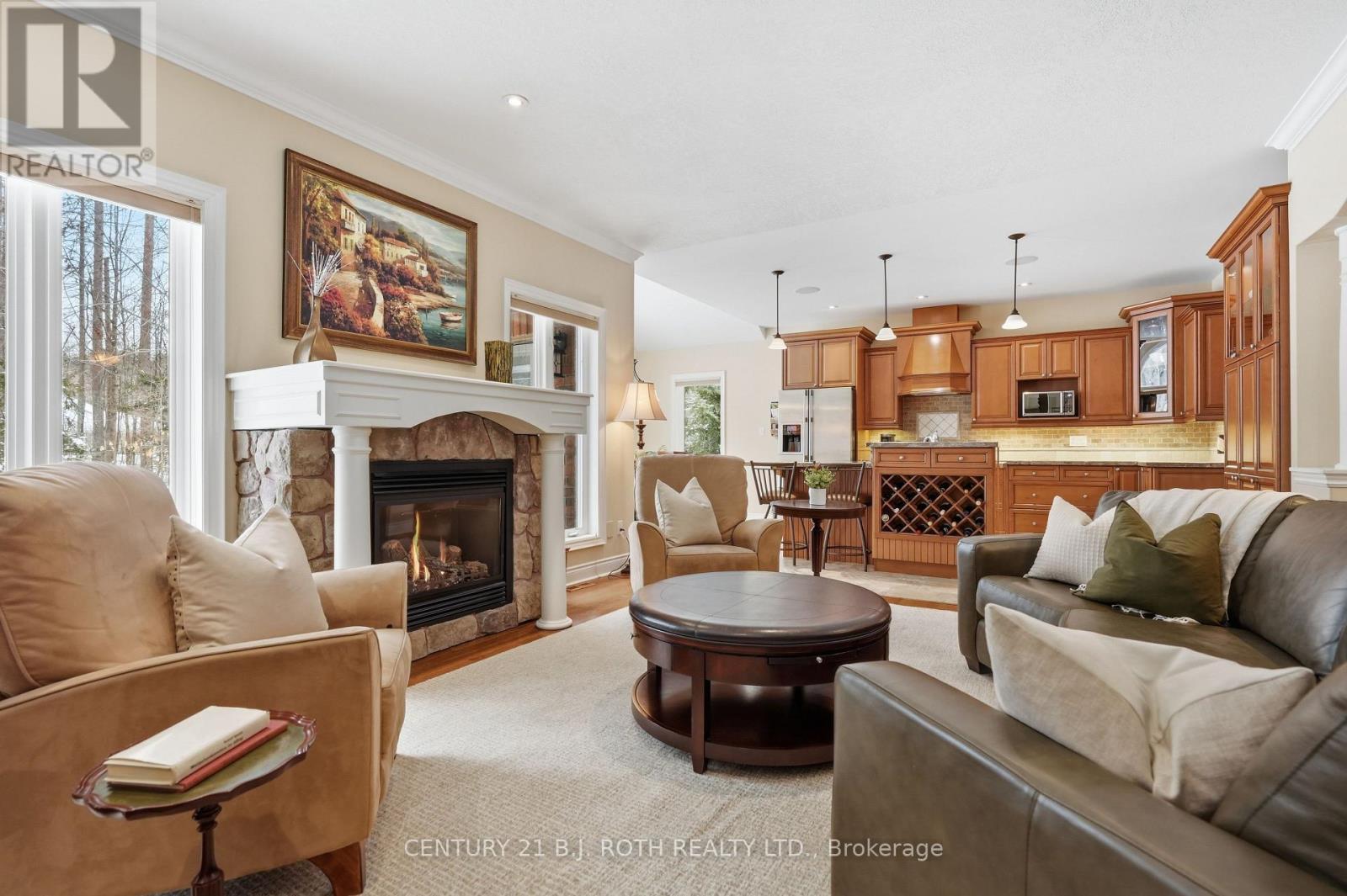 6 Lloyd Cook Drive E, Springwater, ON - Indoor Photo Showing Living Room With Fireplace