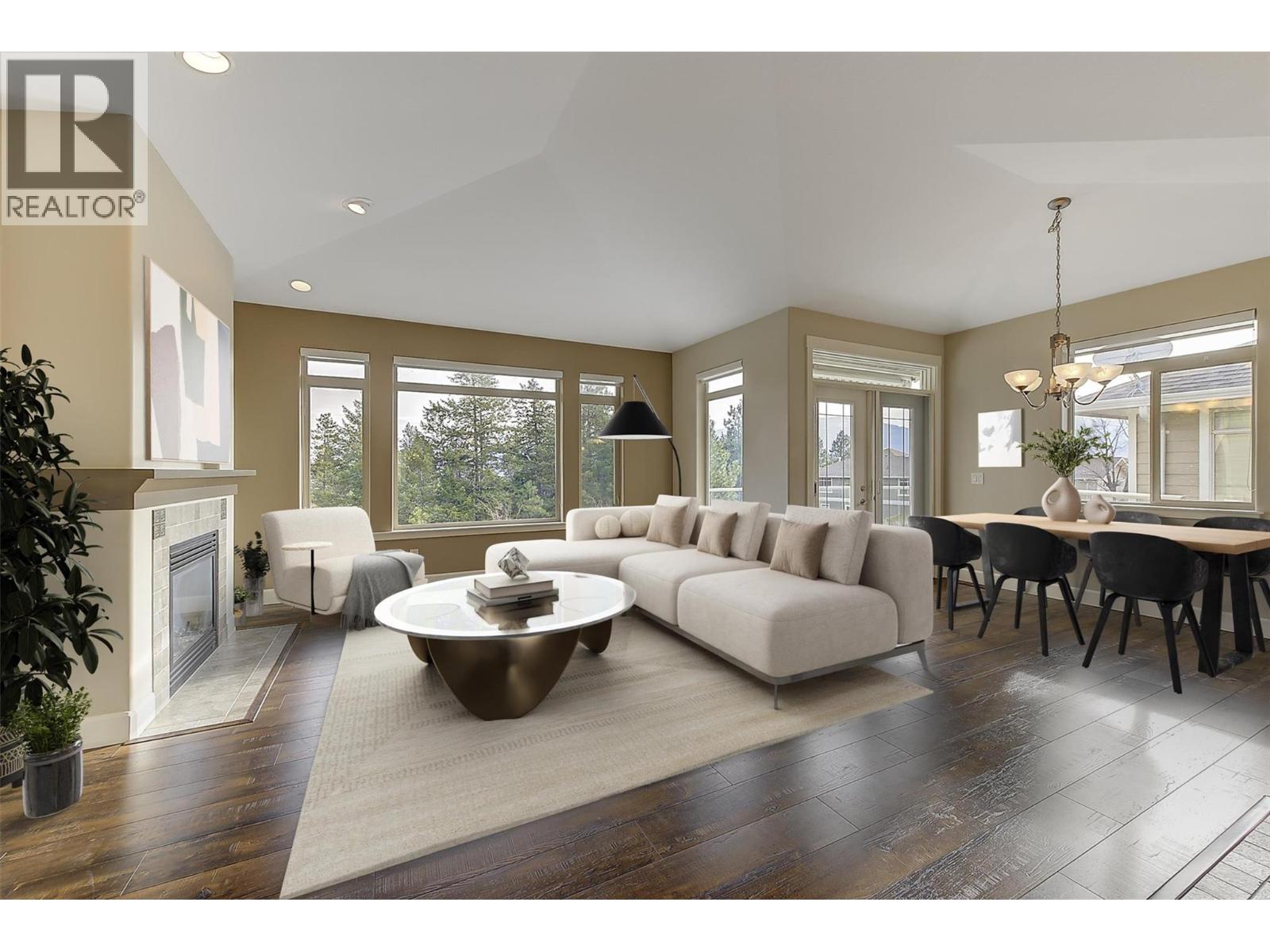 Living Room Virtually Staged - 4035 Gellatly Road S Unit# 273, West Kelowna, BC - Indoor With Fireplace