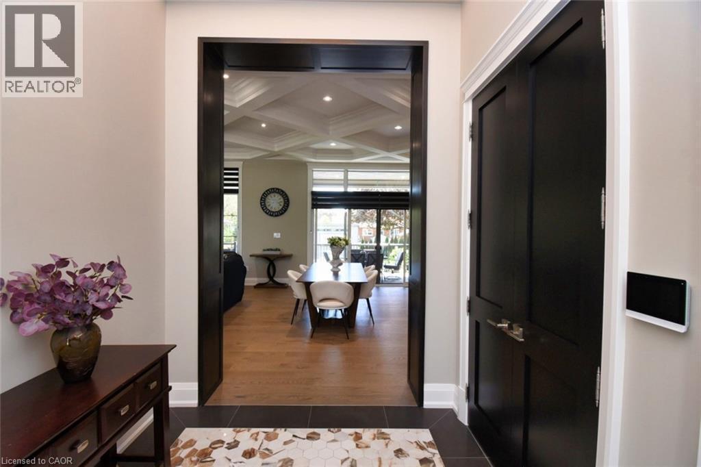 Corridor featuring coffered ceiling, recessed lighting, and dark tile patterned flooring - 68 Mountain Brow Boulevard, Hamilton, ON - Indoor Photo Showing Other Room