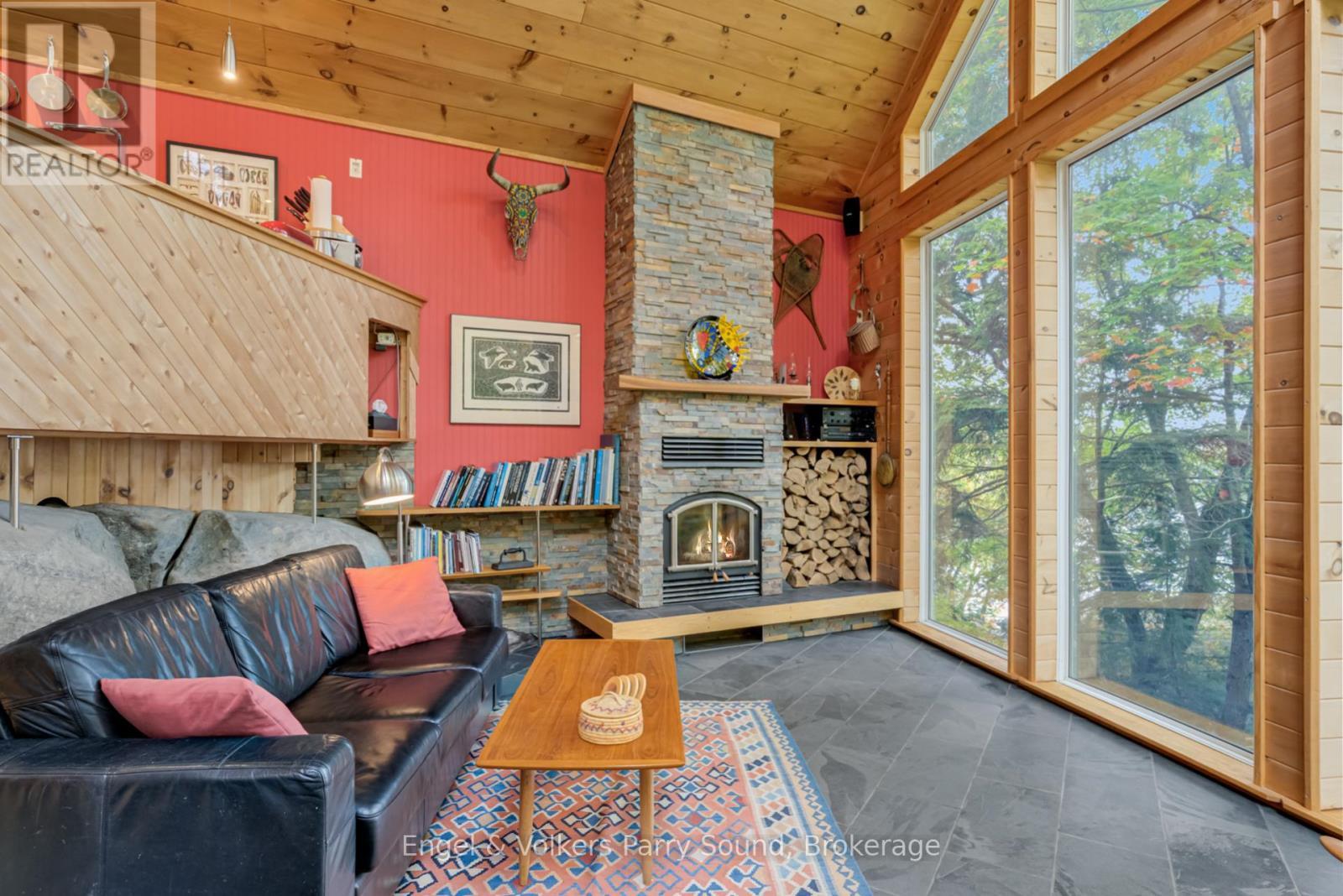 139 Manitou Drive, Mckellar, ON - Indoor Photo Showing Living Room With Fireplace