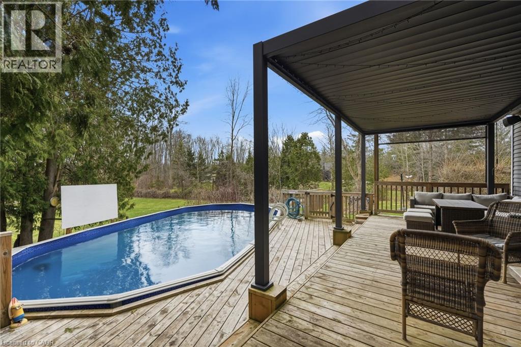 222 Concession 11 E, Freelton, ON - Outdoor With Above Ground Pool With Deck Patio Veranda With Exterior