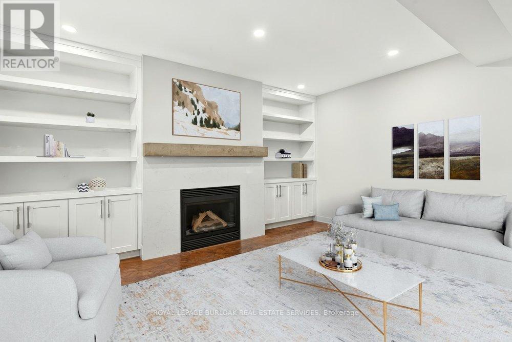 virtually staged - 1078 Augustus Drive, Burlington, ON - Indoor Photo Showing Living Room With Fireplace