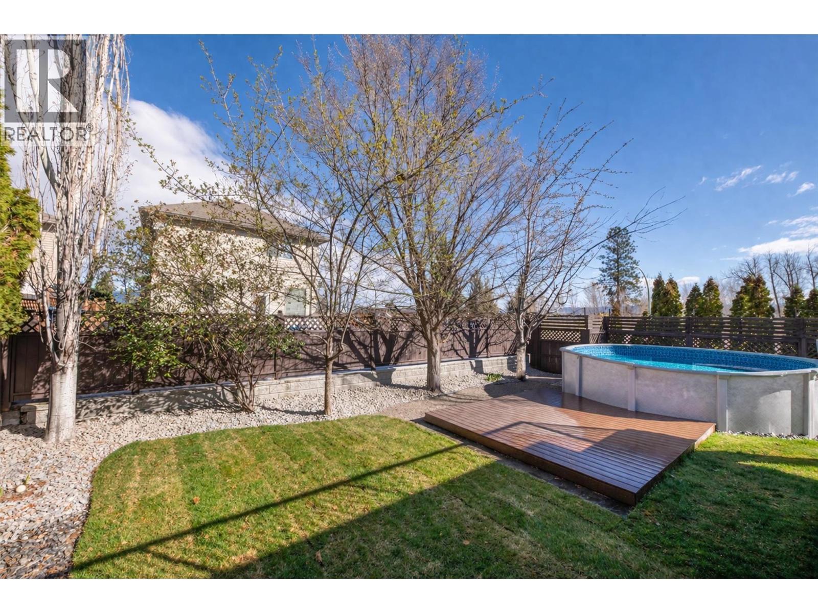 Virtually staged with pool open in backyard - 546 South Crest Drive Lot# 1, Kelowna, BC - Outdoor With Above Ground Pool With Backyard
