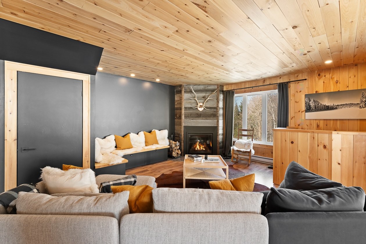 Salon - 168 - 170 Ch. Demers, Sutton, QC - Indoor Photo Showing Living Room With Fireplace