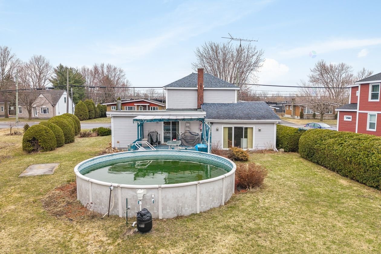 Back of Structure - 1460 Rue Principale E., Farnham, QC - Outdoor With Above Ground Pool