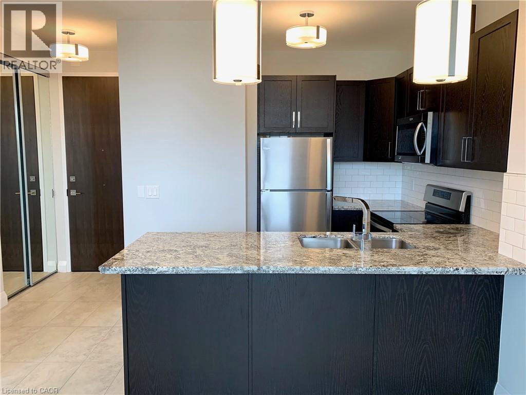 101 Locke Street Unit# 511, Hamilton, ON - Indoor Photo Showing Kitchen With Stainless Steel Kitchen With Double Sink With Upgraded Kitchen