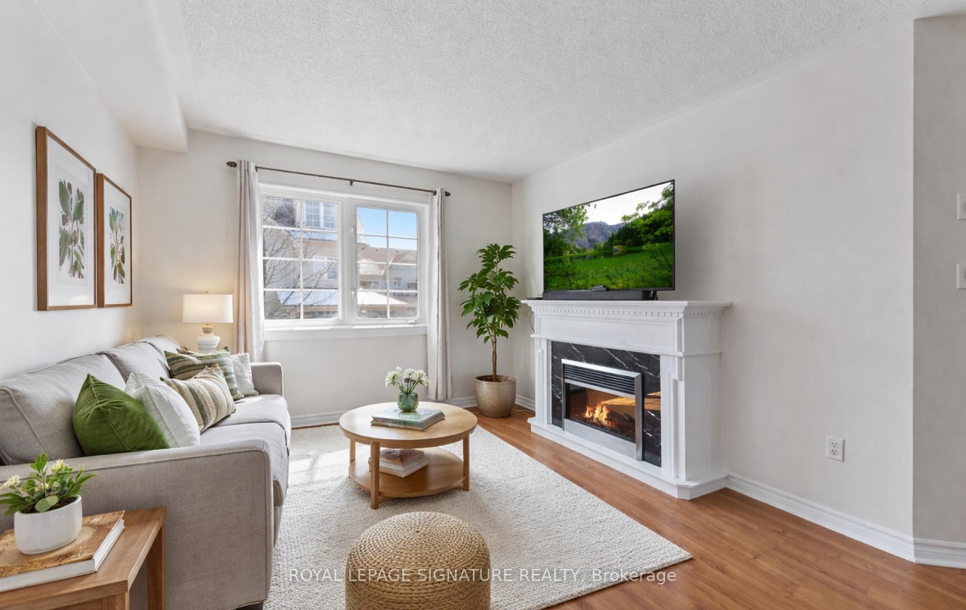 23 Yewtree Way, Whitby, ON - Indoor Photo Showing Living Room With Fireplace