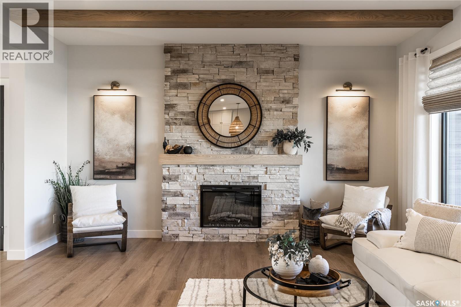 415 Sharma Crescent, Saskatoon, SK - Indoor Photo Showing Living Room With Fireplace