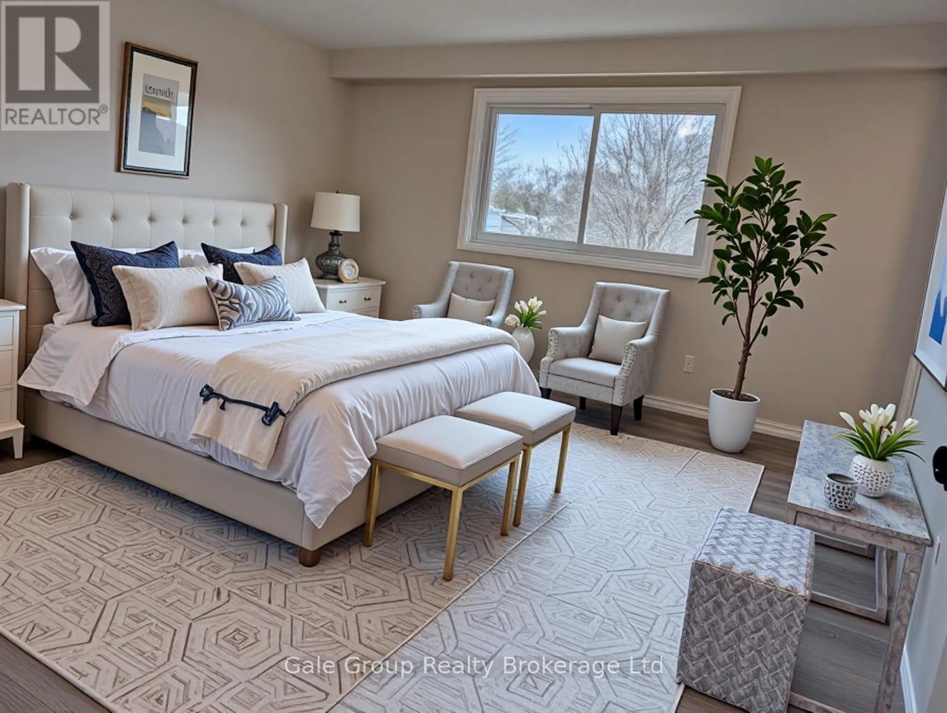 virtually staged primary bedroom - 165 Brookside Crescent, Kitchener, ON - Indoor Photo Showing Bedroom