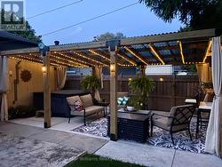 summer photo of pergola from sellers -