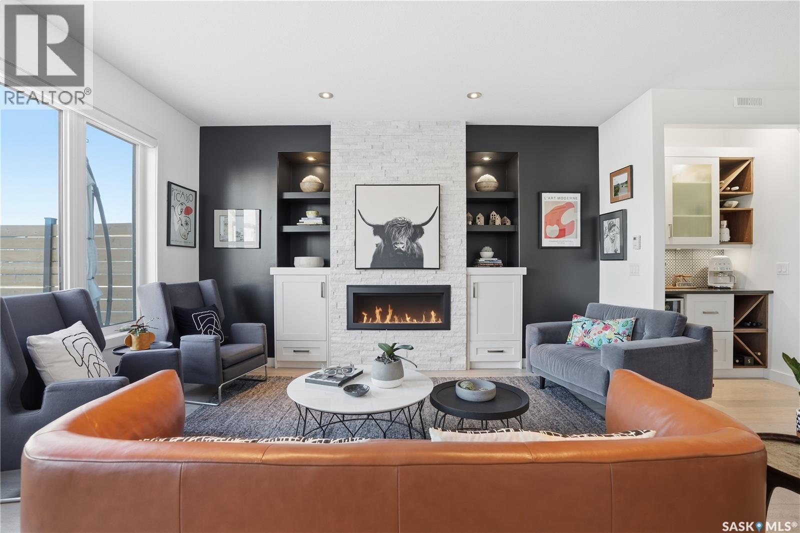 5322 Tutor Way, Regina, SK - Indoor Photo Showing Living Room With Fireplace