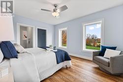 view from bed to side yard - big windows -