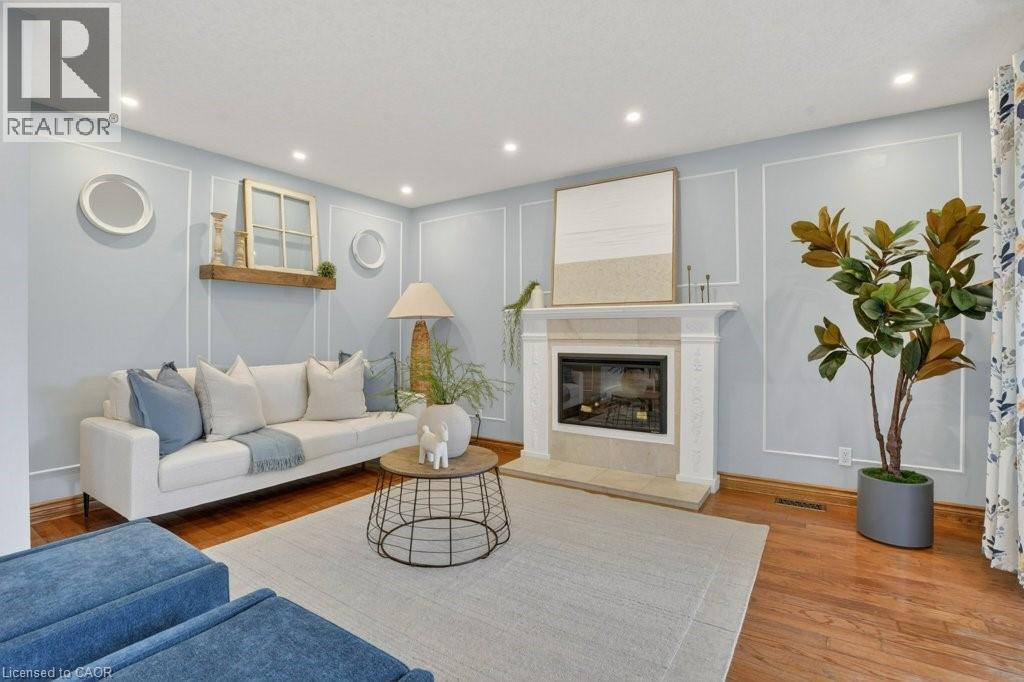 Living Room with FirepLace - 54 Deerwood Crescent, Kitchener, ON - Indoor Photo Showing Living Room With Fireplace