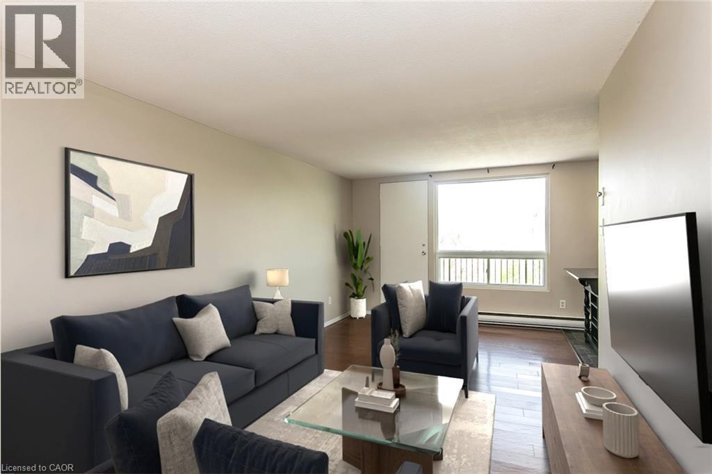 Virtually Staged - 30 Avalon Place Unit# 203, Kitchener, ON - Indoor Photo Showing Living Room
