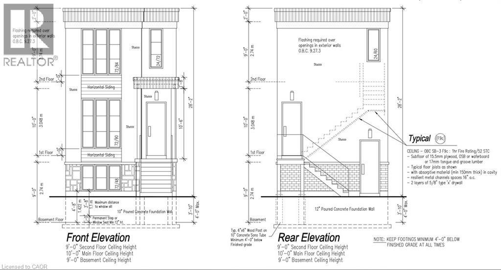 Architectural Drawings, Elevations - 80 Ontario Avenue, Hamilton, ON