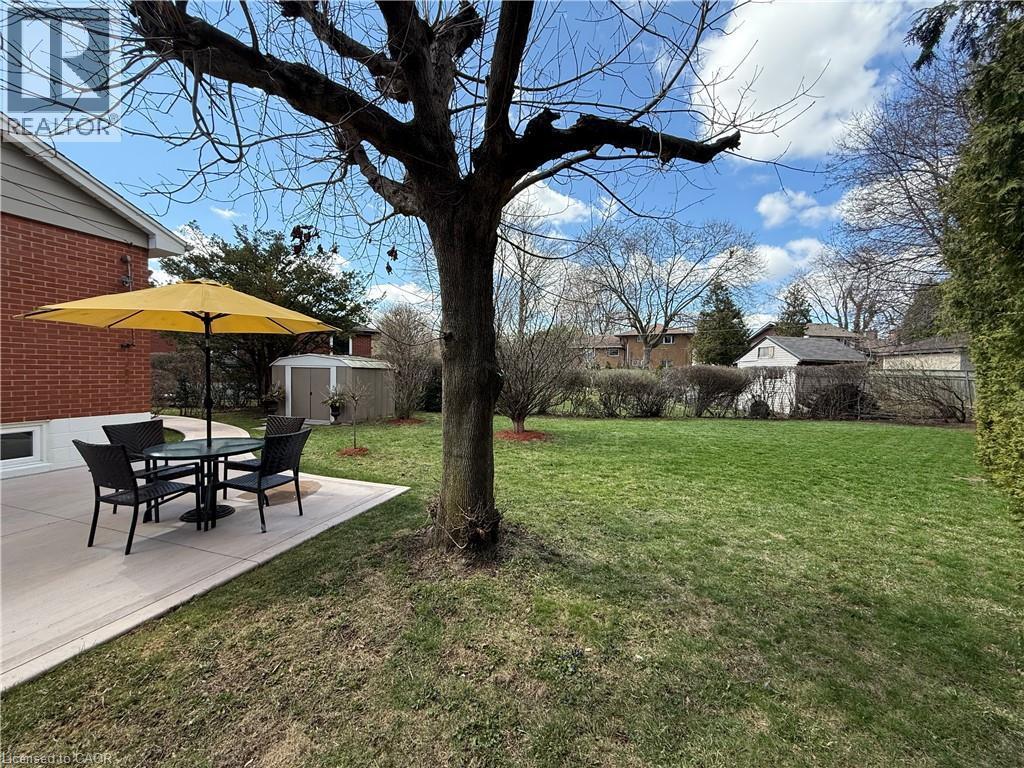 Expansive backyard featuring a well-maintained lawn, a mature tree, and a concrete patio - 23 Percy Court, Hamilton, ON - Outdoor