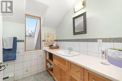 Guest bathroom has skylight for additional light - 
