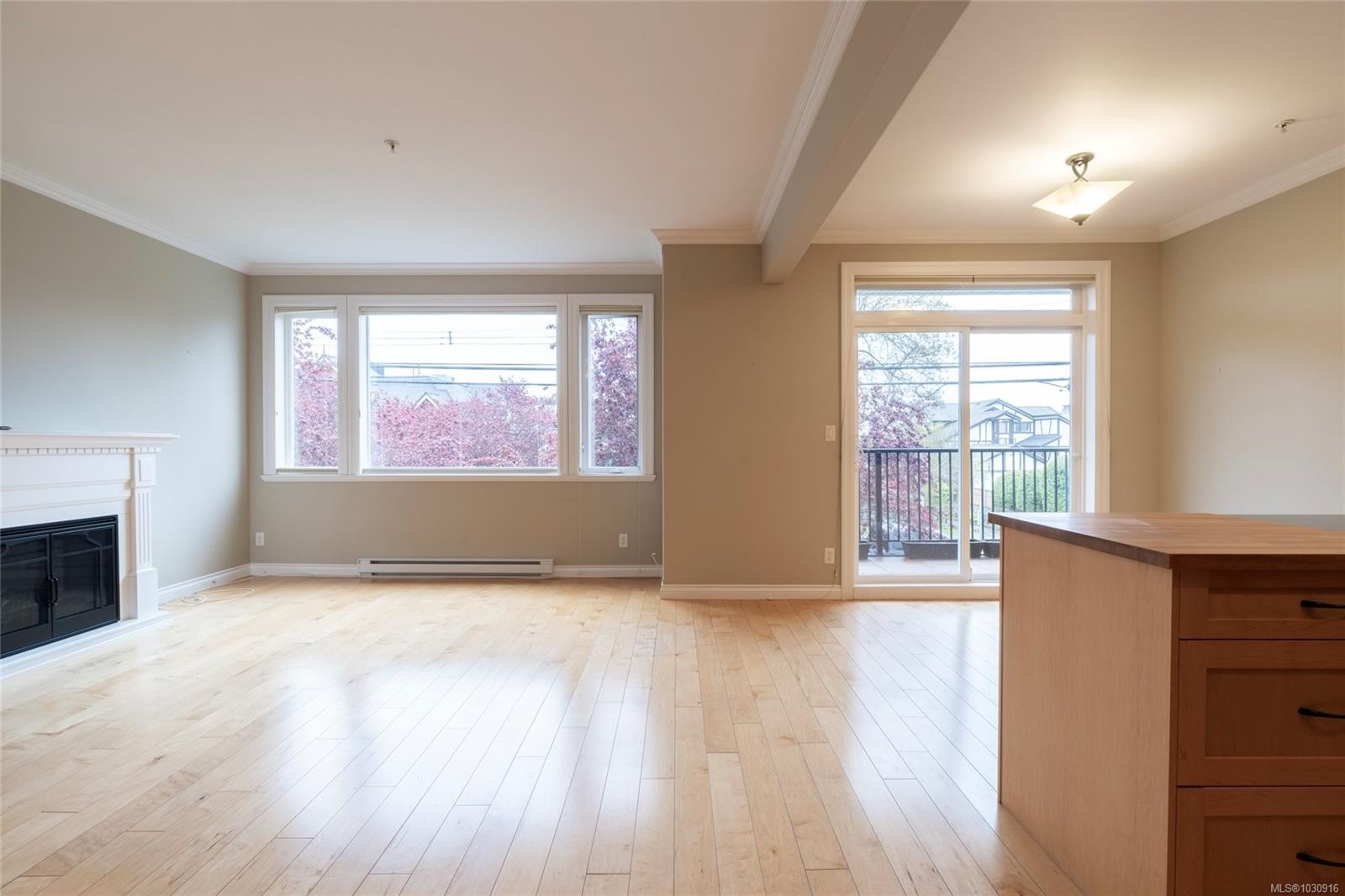 201-9942 Third St, Sidney, BC - Indoor Photo Showing Other Room With Fireplace