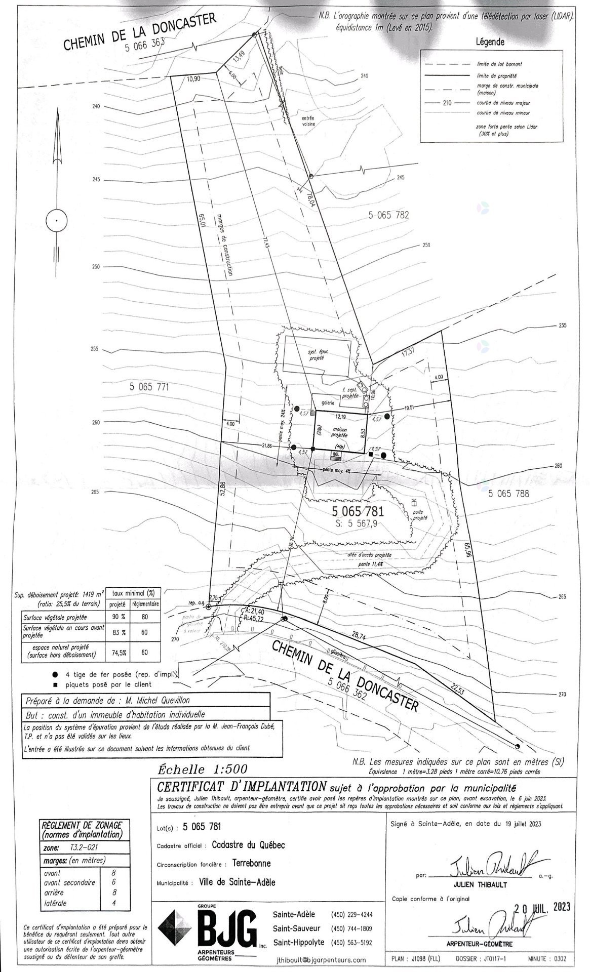 Plan (croquis) - Ch. De La Doncaster, Sainte-Adèle, QC