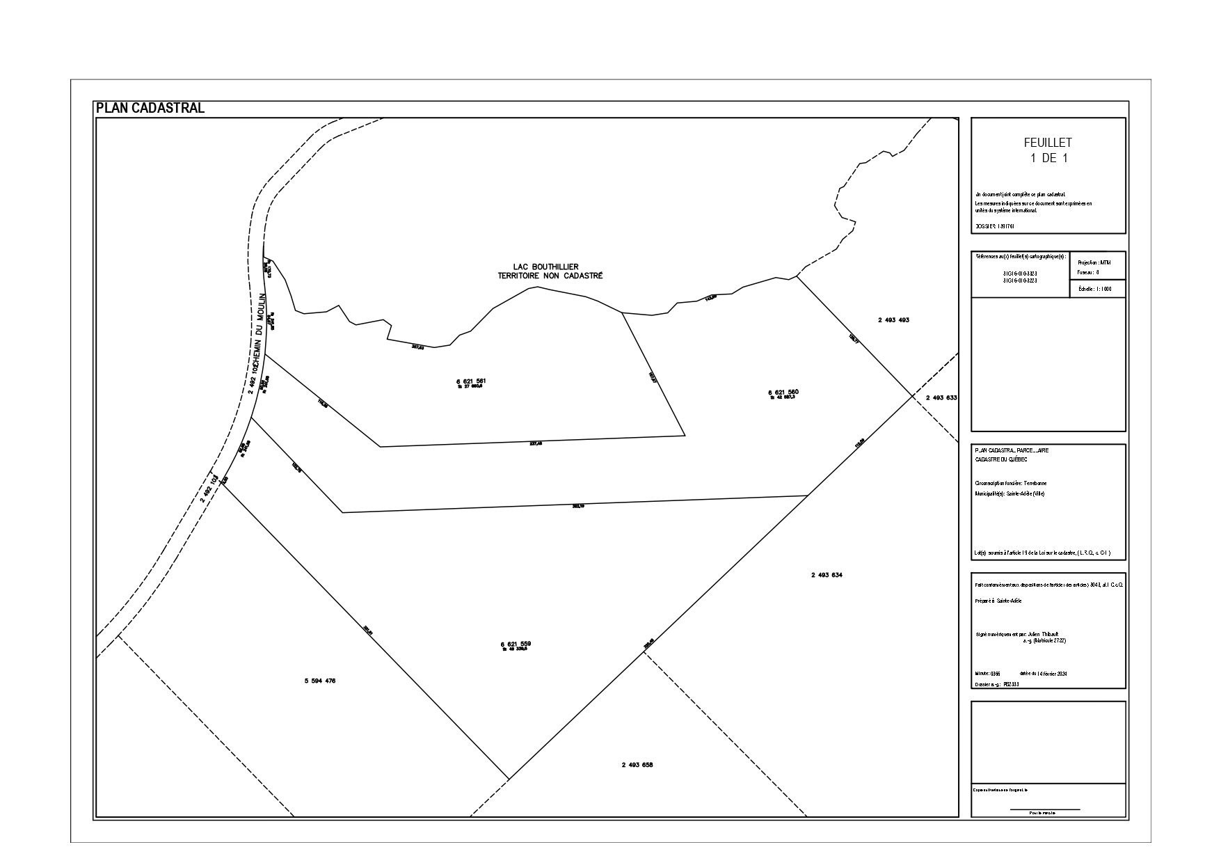 Plan (croquis) - Ch. Du Moulin, Sainte-Adèle, QC