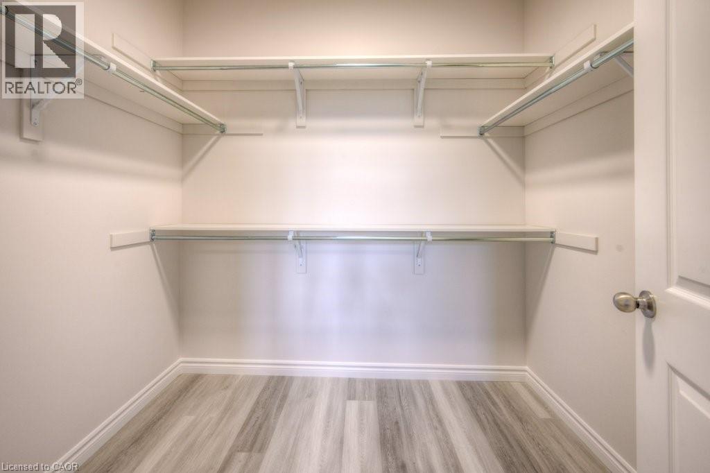 Walk-in closet with multi-level shelving, clothing rods, light-toned walls, and wood-finish flooring - 48 Main Street E, Innerkip, ON - Indoor With Storage