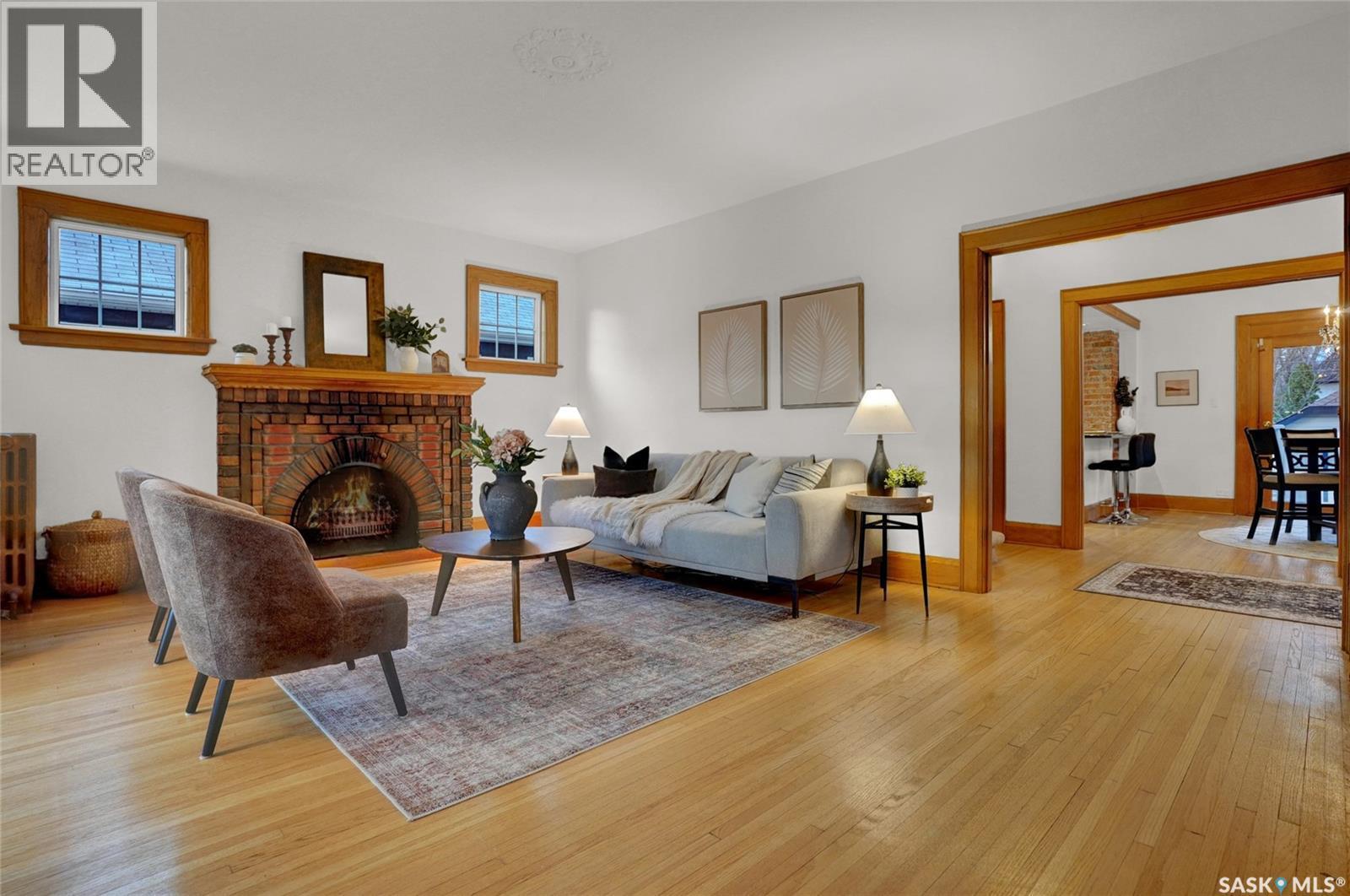3129 Rae Street, Regina, SK - Indoor Photo Showing Living Room With Fireplace