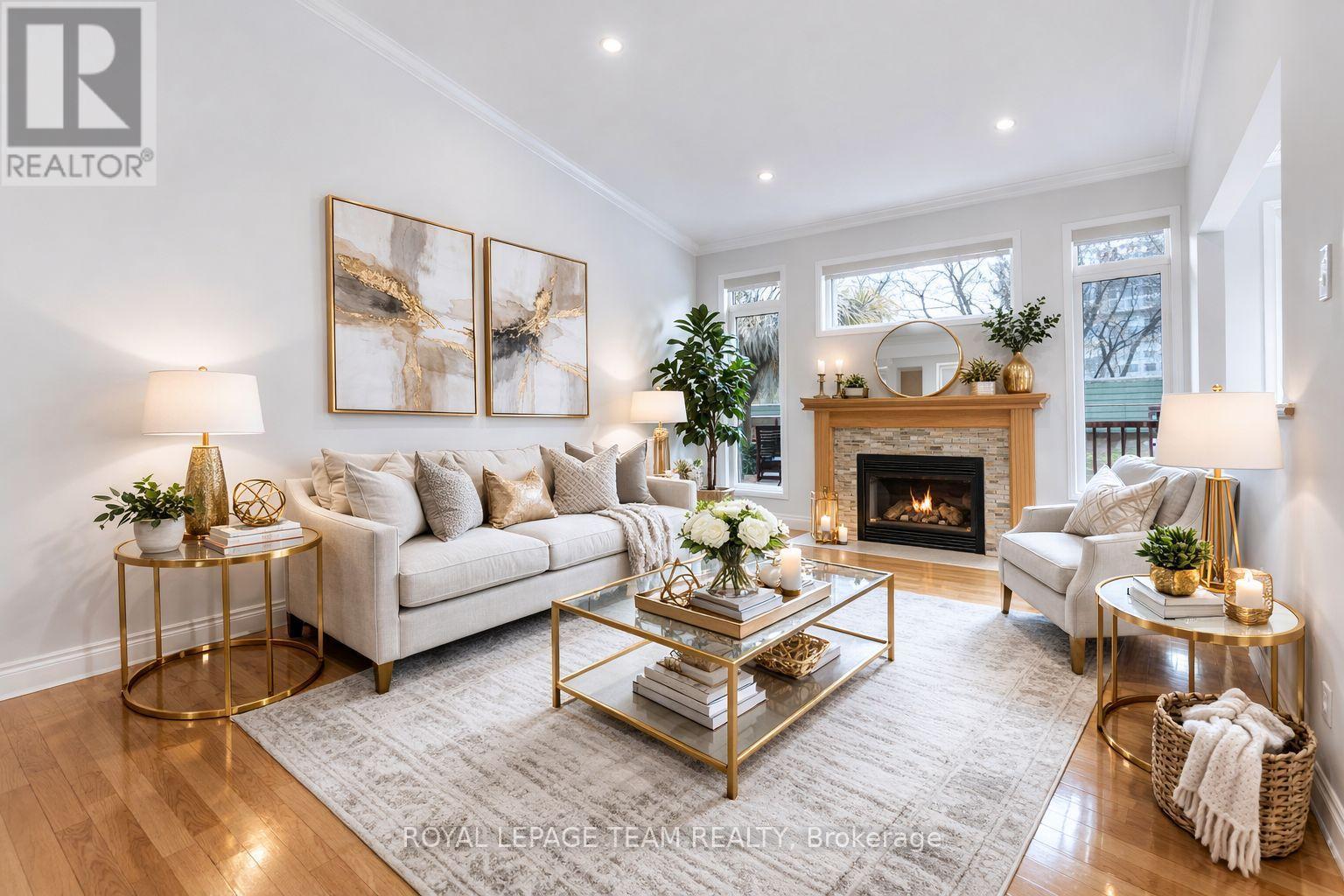 Virtually Staged - 114 Bartlett Private, Ottawa, ON - Indoor Photo Showing Living Room With Fireplace