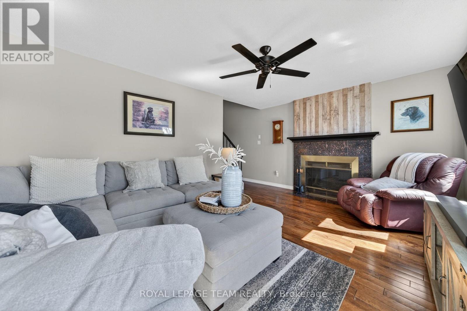 161 Springwater Drive, Ottawa, ON - Indoor Photo Showing Living Room With Fireplace