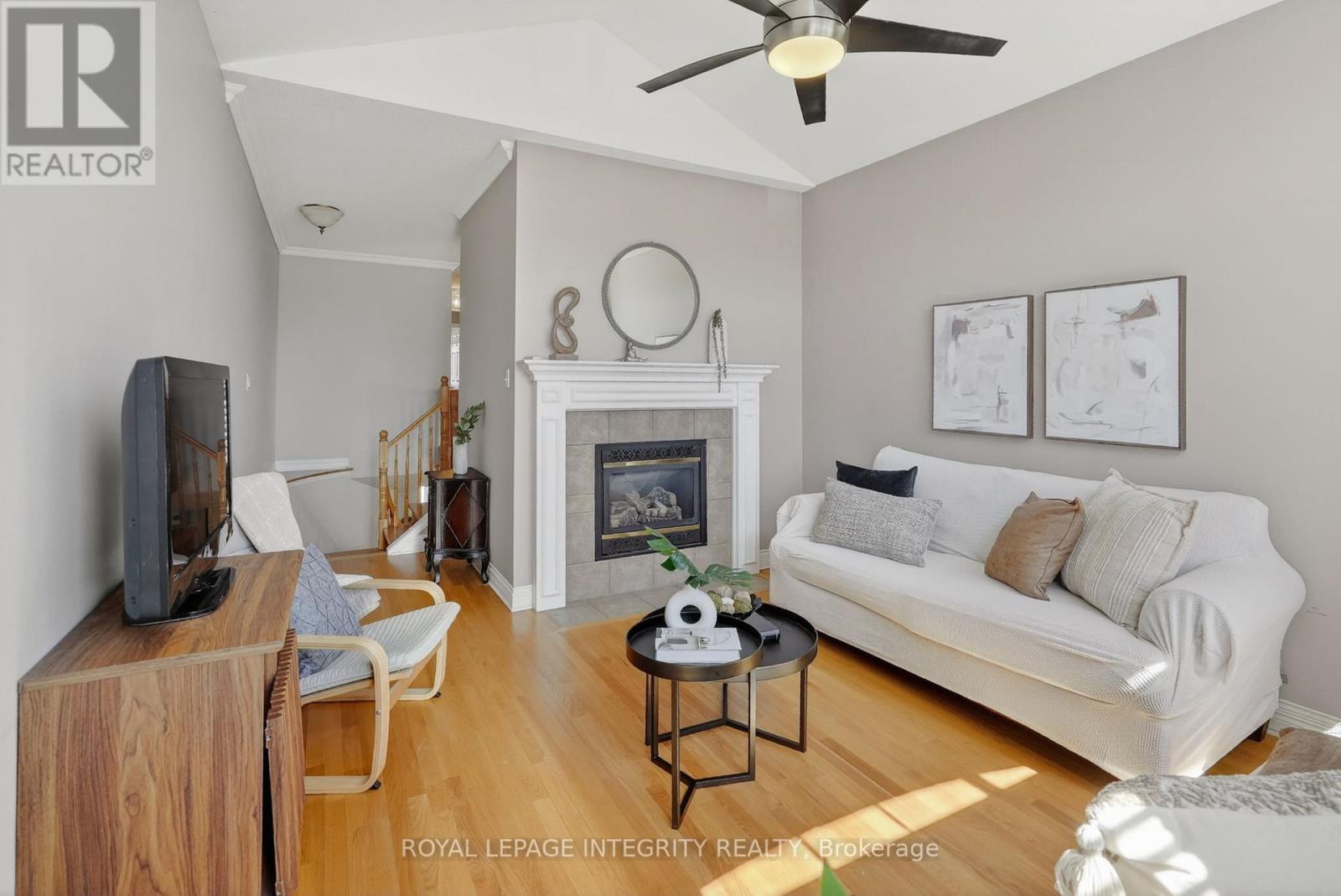 33 Grammercy Park, Ottawa, ON - Indoor Photo Showing Living Room With Fireplace