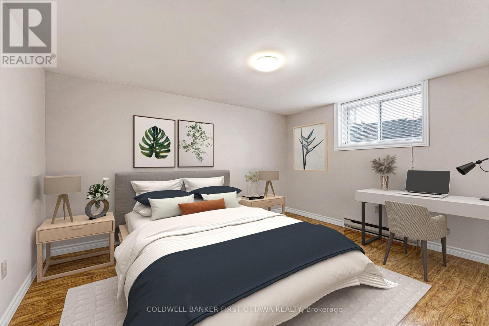 Lower level, home's 5th bedroom (AI staging) - 12 Glenview Crescent, Perth, ON - Indoor Photo Showing Bedroom