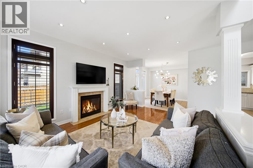 189 Cloverleaf Drive, Ancaster, ON - Indoor Photo Showing Living Room With Fireplace