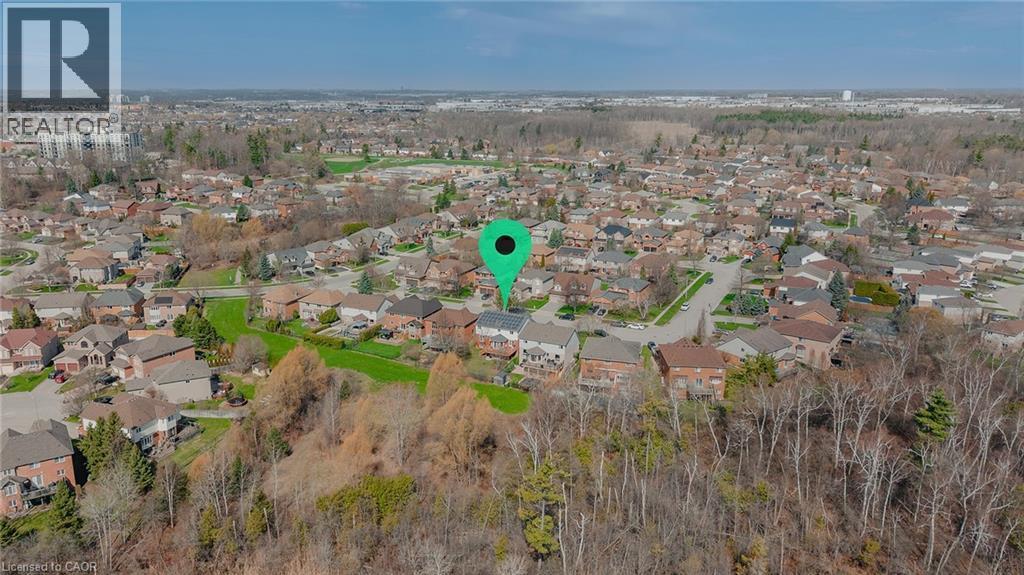 Aerial perspective of a residential neighborhood with varied architectural styles and mature trees - 79 Holbrook Crescent, Cambridge, ON - Outdoor With View