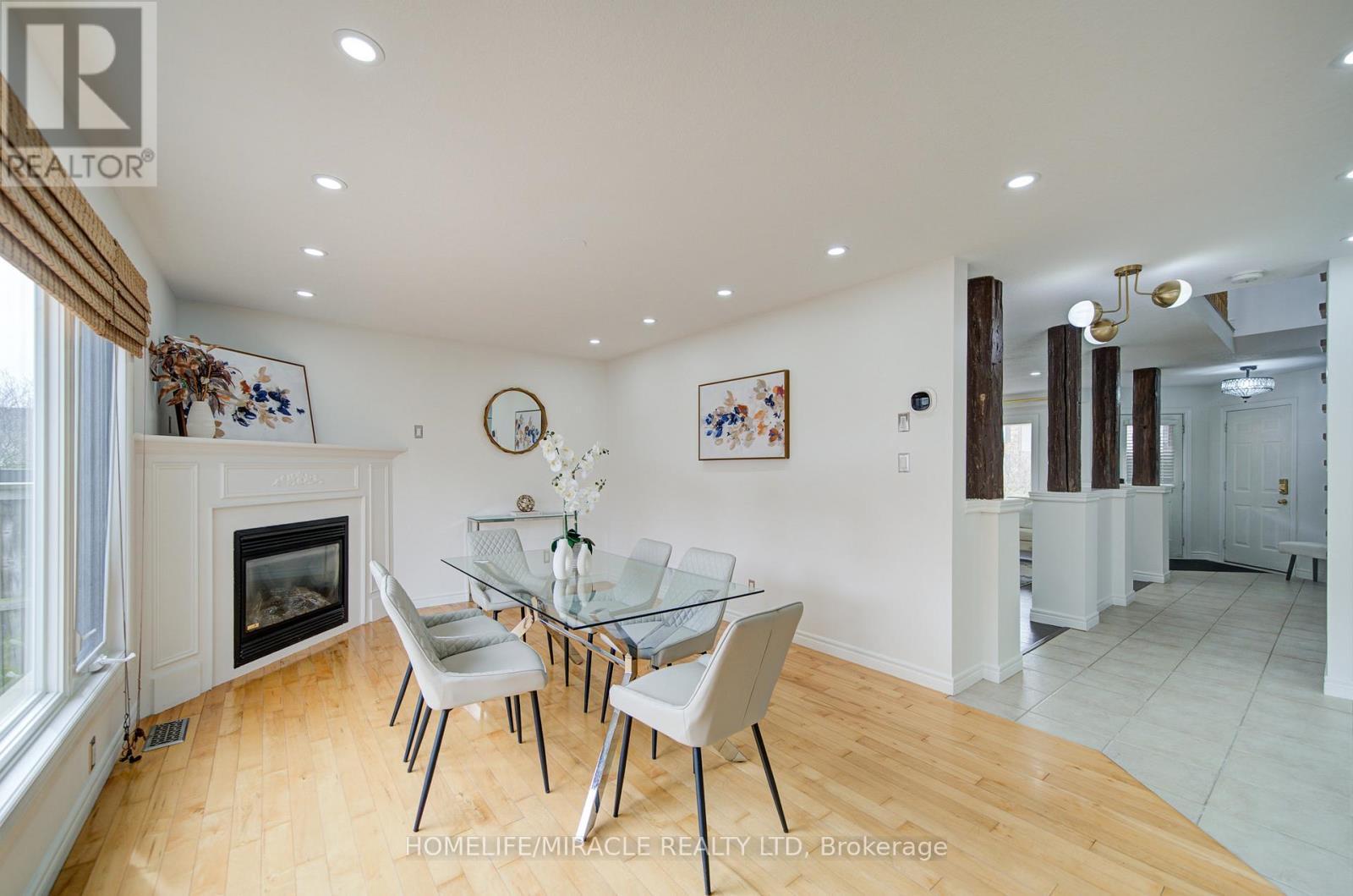 55 Mcfarlane Drive, Cambridge, ON - Indoor Photo Showing Dining Room With Fireplace