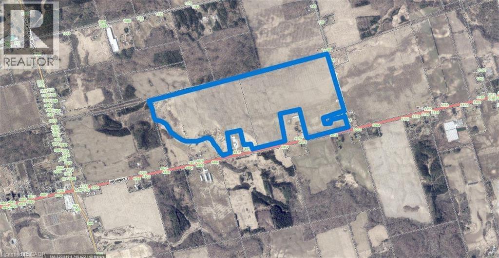 Survey Map. Depicting the boundary of the property with an overlaid blue line - 5017-4879 Highway 3, Simcoe, ON