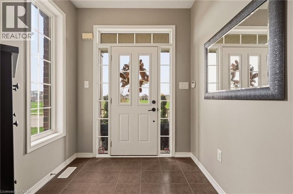 Entryway featuring a paneled door with glass inserts, sidelights, and a transom window - 42 Yager Drive, Binbrook, ON - Indoor Photo Showing Other Room